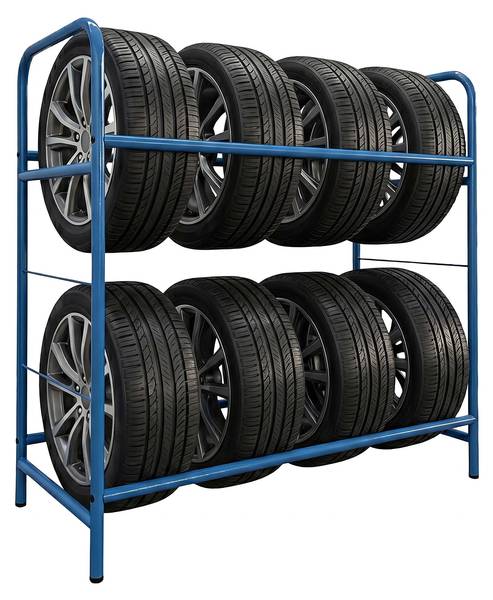 Reifenregal aus Stahl Blau - Breite: 106 cm