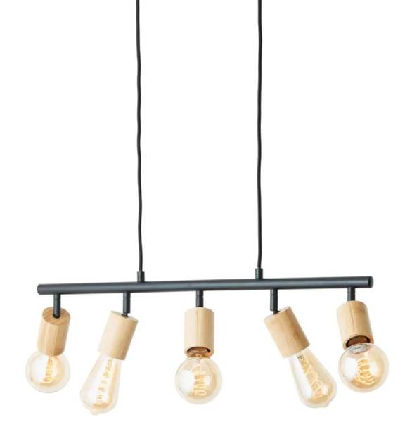 Pendelleuchte Tiffany Schwarz - Braun - Holz