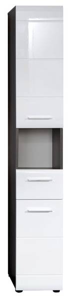 Badkamerkast-lijn zilver - deels massief hout - 30 x 182 x 31 cm