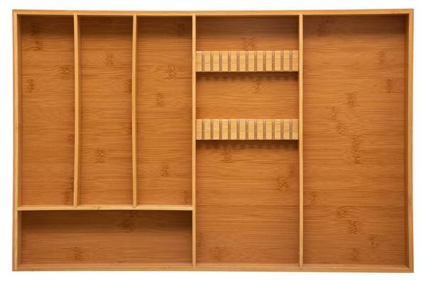 Besteckkasten 3 Fächer TIDY SMART Beige - Bambus - 38 x 5 x 58 cm