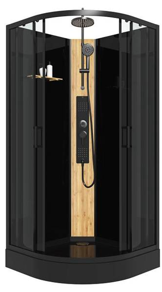 Duschkabine TILOMA Schwarz - Glas - 90 x 200 x 90 cm