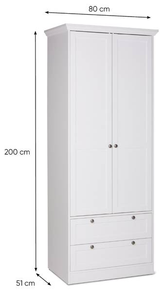 Schrank LANDWOOD Weiß - Holzwerkstoff - 51 x 200 x 80 cm