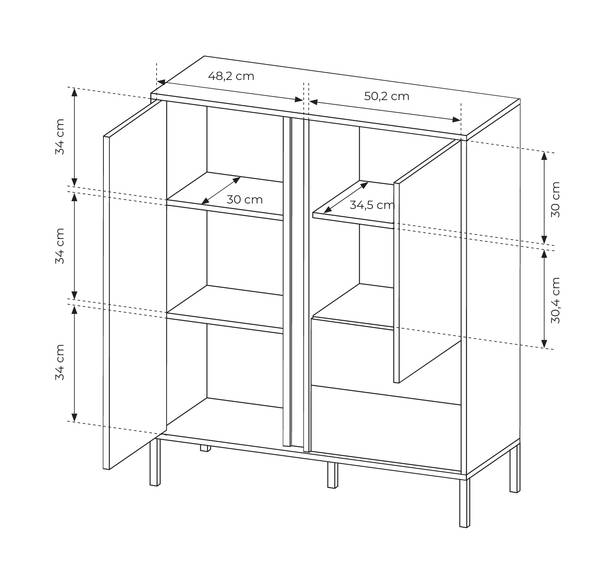 Commode DAST 2D2S LED Beige - ABS - Mélamine - 104 x 124 x 40 cm
