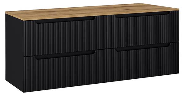 Waschbeckenschrank NEWPORT-56-61 Schwarz - Holzwerkstoff - 160 x 60 x 40 cm