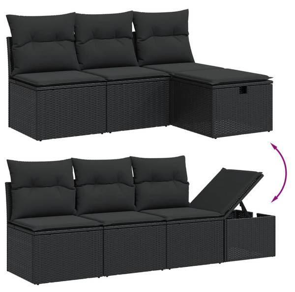 Loungeset 3036469-1 (8-delig) zwart - polyester - staal - 62 x 69 x 62 cm