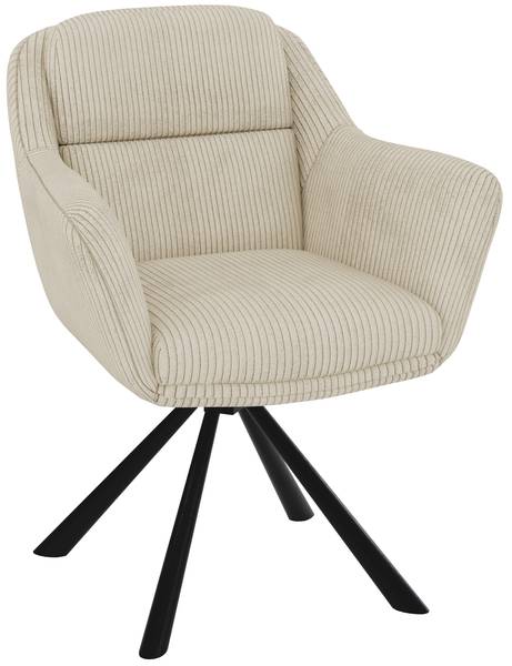 Fauteuil rembourré Carl Beige - Velours côtelé - Bouleau - Hêtre - 65 x 84 x 65 cm