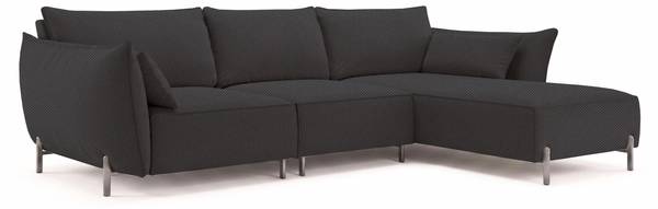 Gartenecksofa SUNMEE Dunkelgrau - Armlehne davorstehend rechts - Ecke davorstehend rechts - Ottomane davorstehend rechts