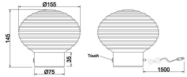 Tischlampe Sabar 2er SET Schwarz - Braun - Grau - Rauchglas - 15 x 14 x 15 cm