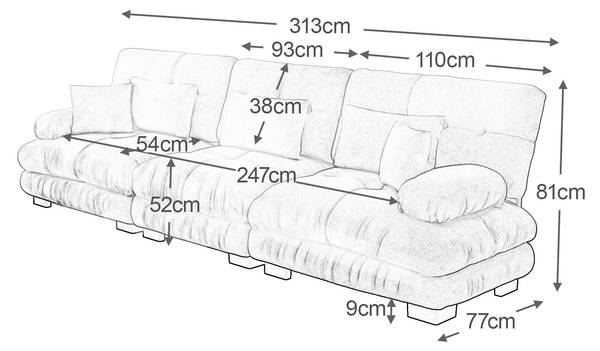 3-Sitzer-Sofa Pollensac Grau