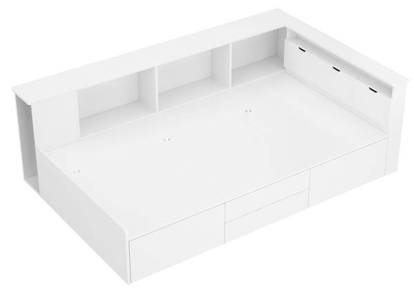 Jugendbett Levi Weiß - Holzwerkstoff - Massivholz - 118 x 66 x 213 cm