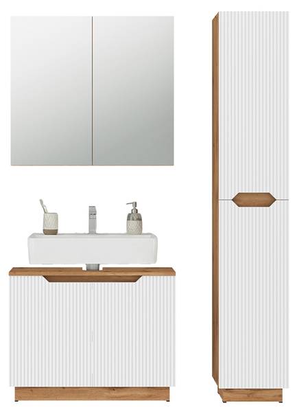 Badkamermeubelset Lotta 59553 wit - plaatmateriaal op houtbasis - 80 x 63 x 32 cm