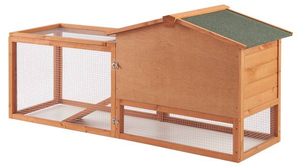 Kaninchenstall Oberursel Braun - Massivholz - 156 x 68 x 52 cm