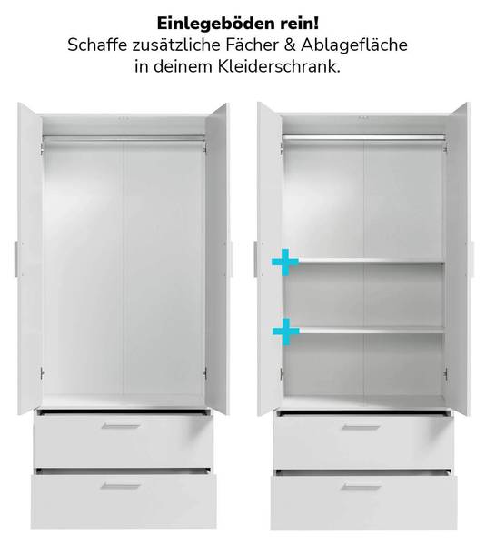Einlegeböden Der Aufteiler 2er-Set Weiß - Holzwerkstoff - 77 x 2 x 48 cm