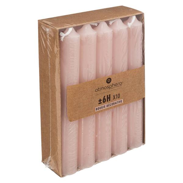 Kerzen HUGO 10er-Set Pink - Wachs - 2 x 16 x 2 cm