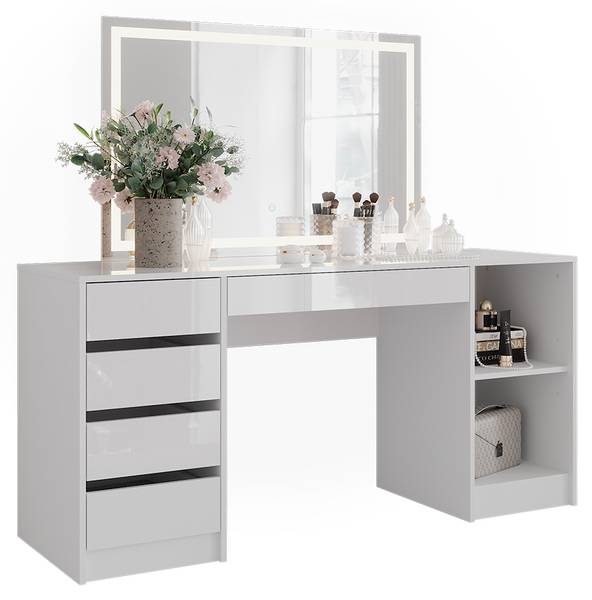Schminktisch Sherry 57659 2er Set Weiß - Holzwerkstoff - 159 x 146 x 51 cm