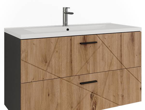 Badkamermeubelset Irma 56322 set van 2 antracietkleurig - eikenhouten look