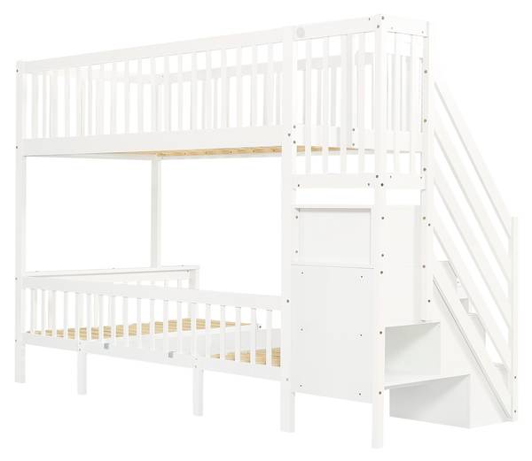 Etagenbett AtticLucyⅠ Weiß - Holzwerkstoff - Massivholz - 126 x 170 x 253 cm
