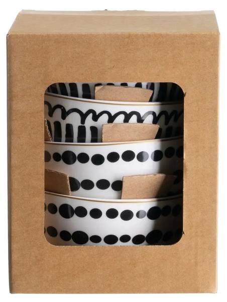 Schüssel Lyne 4er-Set Schwarz - Weiß - Keramik - 16 x 22 x 16 cm