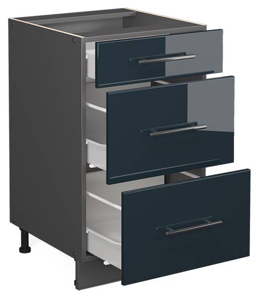 Schubladenschrank Fame-Line 48822 Anthrazit - Hochglanz Nachtblau