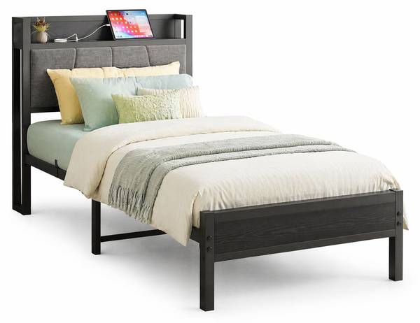 Bettgestell ZY-020 Schwarz - Holzwerkstoff - 91 x 99 x 217 cm
