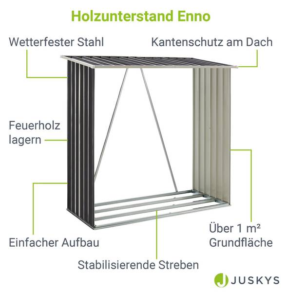 Holzunterstand Enno Grau - Metall - 83 x 154 x 163 cm