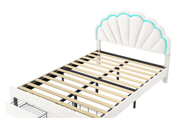 Polsterbett Kinderbett LPO2 Weiß - Metall - Massivholz - 141 x 112 x 201 cm