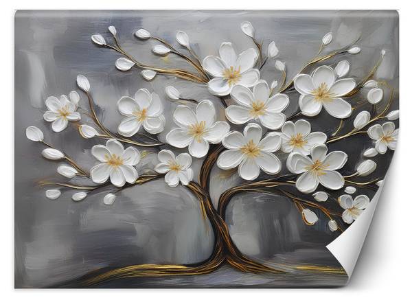Fototapete Abstrakter Baum und Blumen 400 x 280 cm