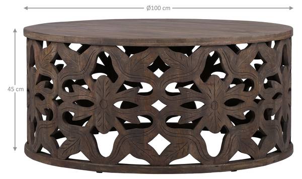 Couchtisch CHENGDU Braun - Samt - Mango - 100 x 45 x 100 cm