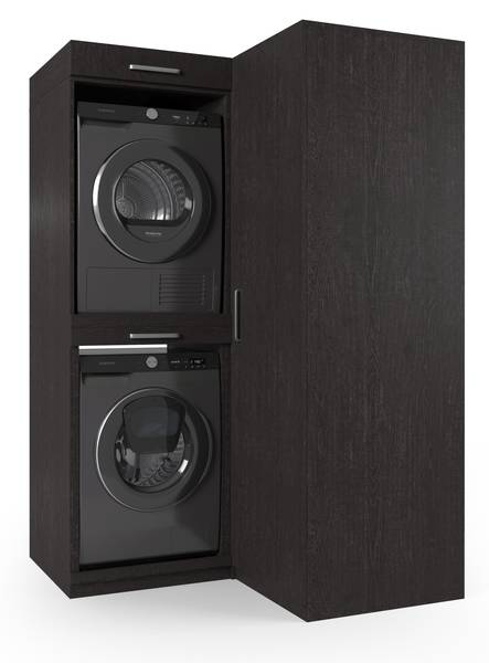 Armoire pour machine à laver London Noir - Bois manufacturé - 136 x 211 x 70 cm