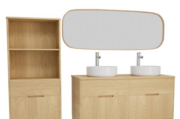 Badmöbel-Set ALASKA 5-teilig Braun - Holzwerkstoff - 120 x 78 x 50 cm