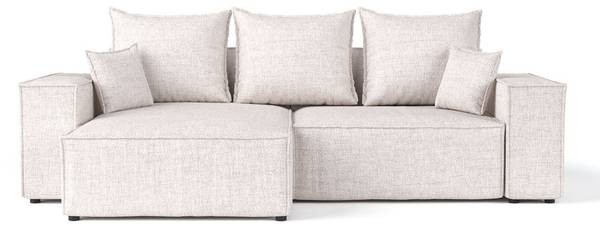 Ecksofa SENSO mit Schlaffunktion Hellbeige - Armlehne beidseitig montierbar - Ecke davorstehend links - Ottomane davorstehend links