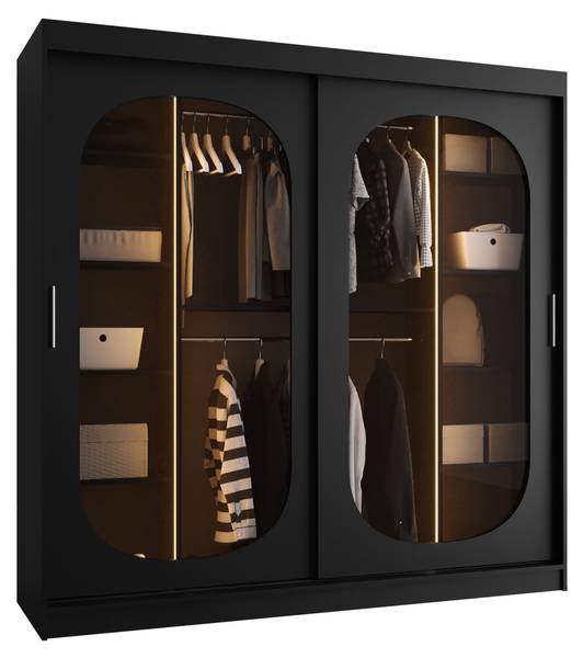 Kleiderschrank Bahrajn mit LED Schwarz