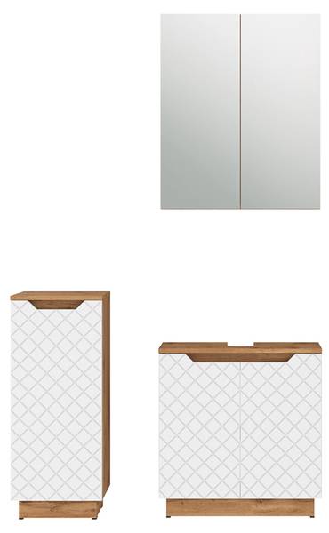 Badmöbel-Set Lotta 59478 3er Set Eiche Dakota Dekor - Reinweiß