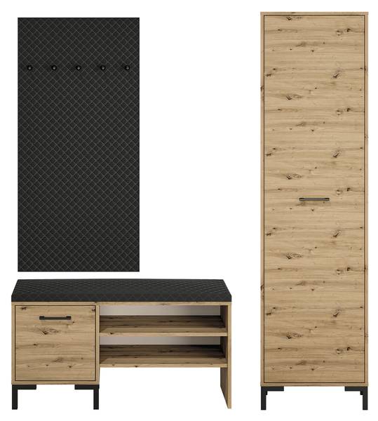 Garderobe NEVIO 3-teilig Braun - Holzwerkstoff - 160 x 200 x 34 cm