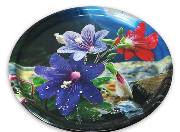 Tablett rund Bergblume Blau - Melamin - 40 x 2 x 40 cm
