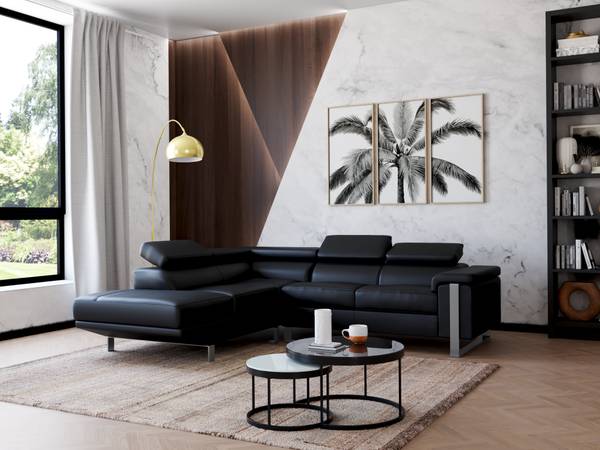 Couchtisch BILLIE 2er-Set Schwarz - Weiß - Glas - Metall - 70 x 42 x 70 cm