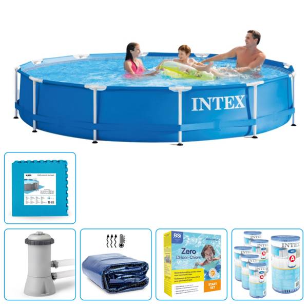 Schwimmbad-Set 2821223 (6-teilig) Blau - Kunststoff - 366 x 76 x 366 cm