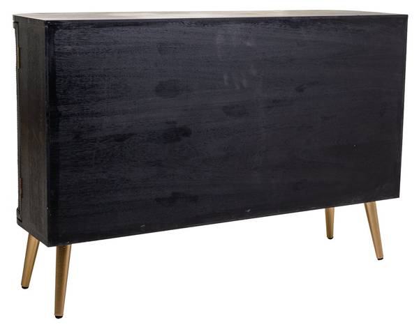 Buffet Elek Noir - En partie en bois massif - 118 x 80 x 37 cm
