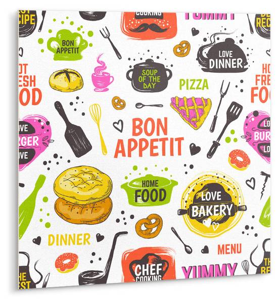 Zelfklevende Tegels Appetit set van 9 polyester-PVC - 30 x 30 x 1 cm