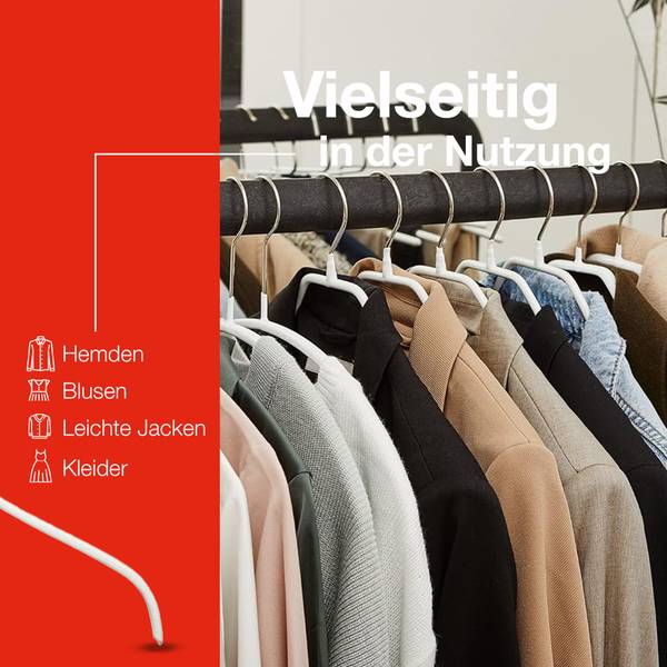 Kleiderbügel Silhouette 10er-Set Weiß - Tiefe: 36 cm - Anzahl Teile im Set: 10