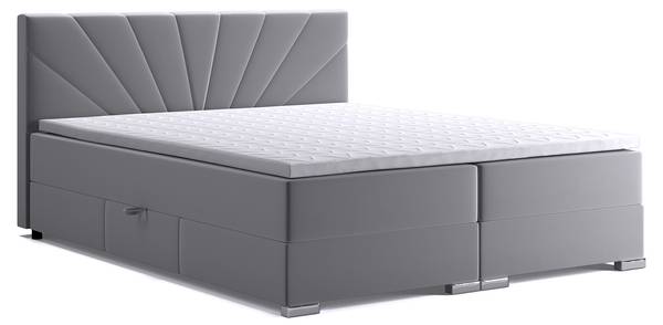 Boxspringbett John Grau - H3 - Liegefläche Breite: 140 cm
