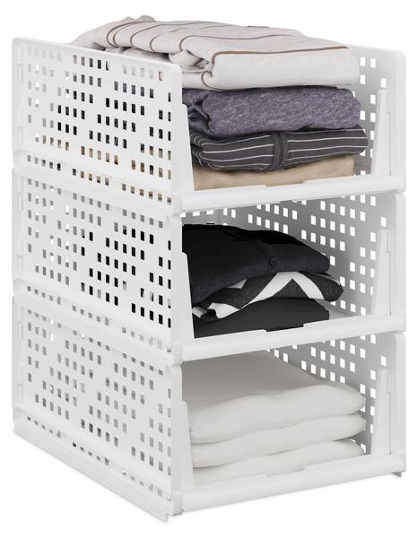 Schrank Organizer im 3er Set Weiß - Höhe: 13 cm