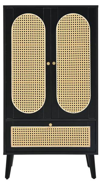 Armoire haute EveRattan Ⅳ Noir - Bois manufacturé - 40 x 111 x 60 cm