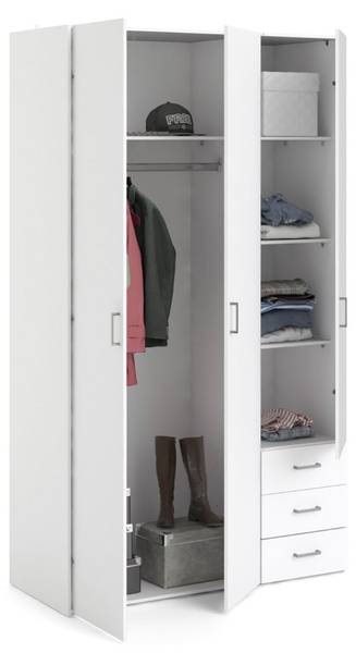 Kleiderschrank Spell Weiß - Holz teilmassiv - 116 x 200 x 50 cm