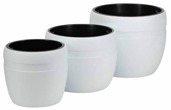 Blumentopf Luna 3er-Set Weiß - Kunststoff - 46 x 38 x 46 cm