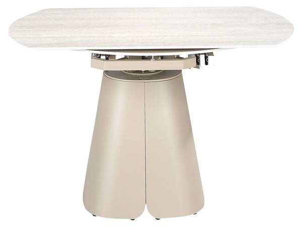 Ausziehbarer Rundtisch Sand Braun - Edelstahl - Marmor - 130 x 76 x 80 cm