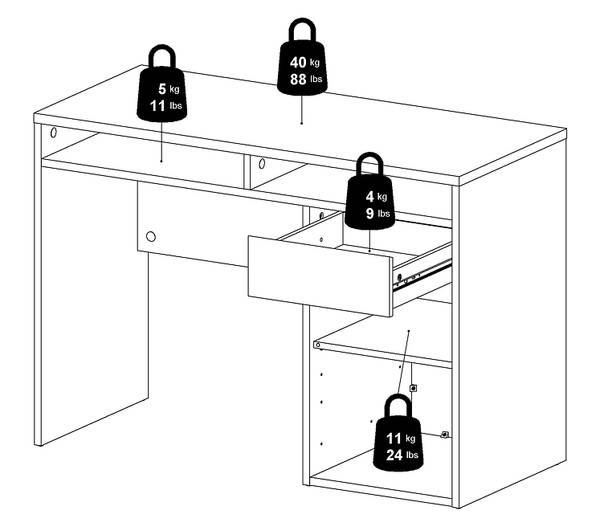 Bureau Plus wit - deels massief hout - 110 x 77 x 48 cm