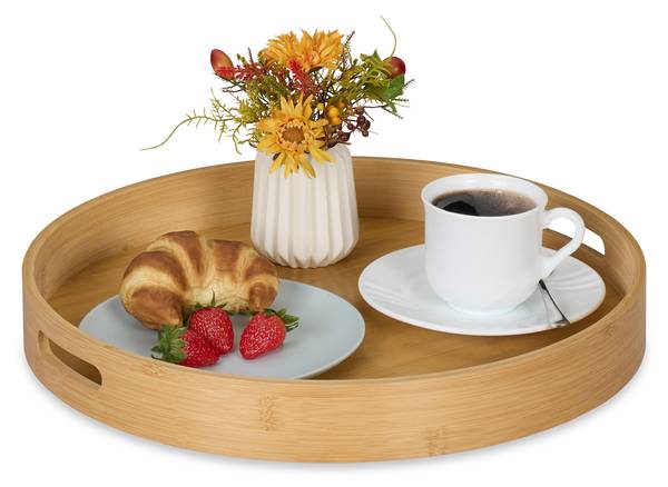 Plateau de service en bambou Marron - Bambou - Bois manufacturé - 40 x 5 x 40 cm