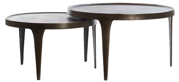 Couchtisch TOBIAS 2er Set Braun - Metall - 75 x 44 x 75 cm