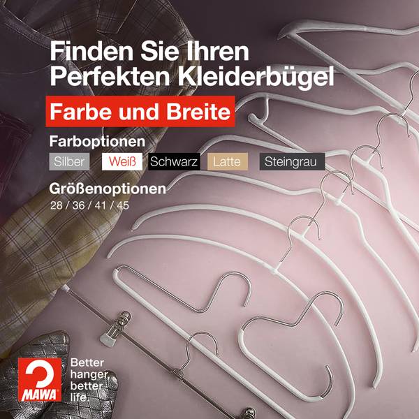 Kleiderbügel Silhouette 10er-Set Weiß - Tiefe: 36 cm - Anzahl Teile im Set: 10